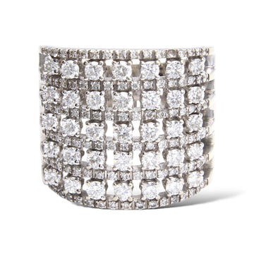 GIORGIO VISCONTI Natural Diamond Multi Row Large Band Ring 18K White Gold Size 8 