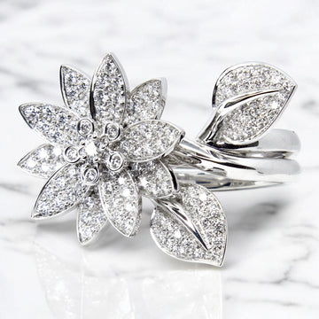 VAN CLEEF AND ARPELS Lotus Between the Finger Diamond Ring AUTHENTIC 18K Gold 