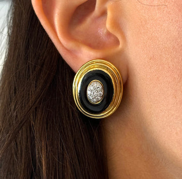Item photo. Show Listing Details page. Listing DAVID WEBB Black Enamel and Diamond Earrings Dome 18K Yellow Gold Platinum DAVID WEBB Black Enamel and Diamond Earrings Dome 18K Yellow Gold Platinum