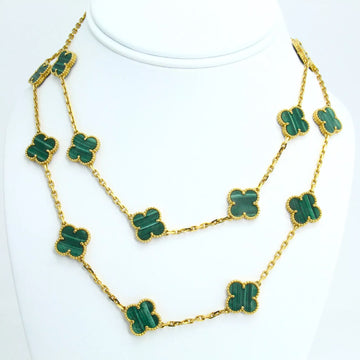 VAN CLEEF & ARPELS Vintage Alhambra Necklace 20 Motifs Malachite Box Paper 