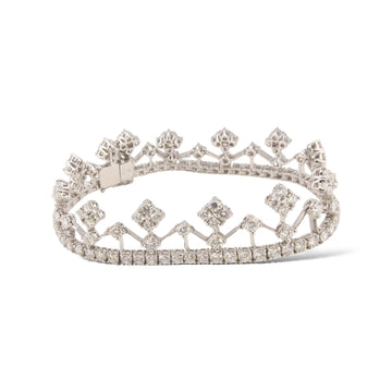 11.00 CT Diamond Tennis Bracelet 18k White Gold Estate Designer Piranessi Italy 