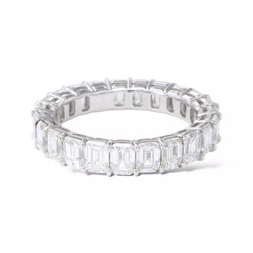 Diamond Emerald Cut Eternity Band 4.20 ct Classic Wedding Ring 18K White Gold 