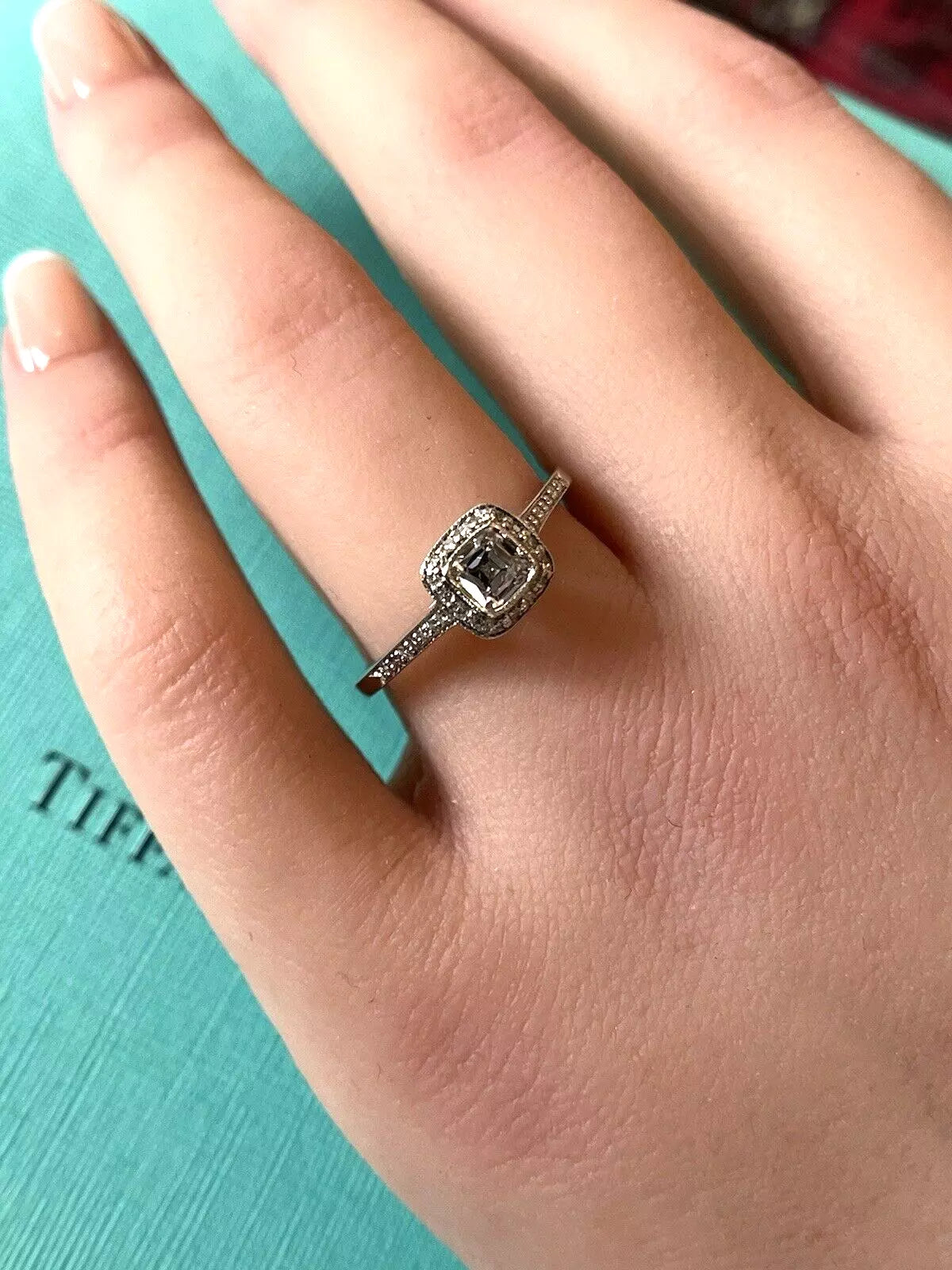 Tiffany & Co Platinum 950 NOVO 0.36ct Cushion Diamond Ring with Certificate 