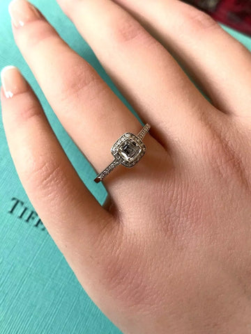 Tiffany & Co Platinum 950 NOVO 0.36ct Cushion Diamond Ring with Certificate 