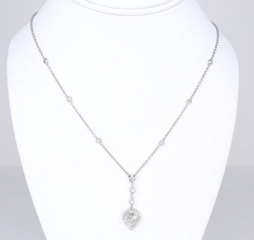 ROBERTO COIN Heart Drop Necklace 0.70 CT Diamonds By The Yard 18K White Gold 