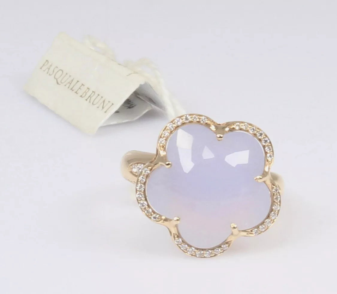Pasquale Bruni Bon Ton 18k Rose Gold Chalcedony Diamond Ring 