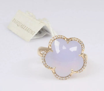 Pasquale Bruni Bon Ton 18k Rose Gold Chalcedony Diamond Ring 