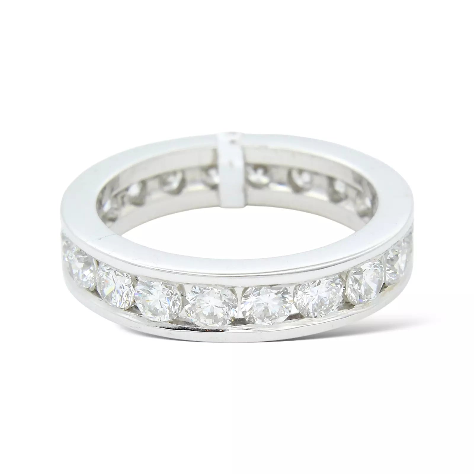 Eternity Band 2.25 CT Natural Diamond Round Brilliant Cut Ring 18K White Gold 