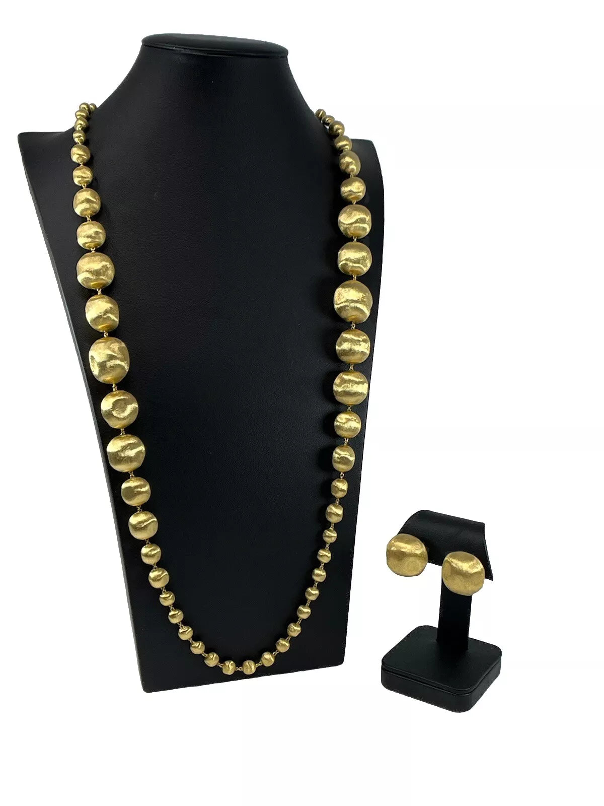 Marco Bicego LARGE Africa 18k Yellow Gold Graduated Necklace and Earrings Set 