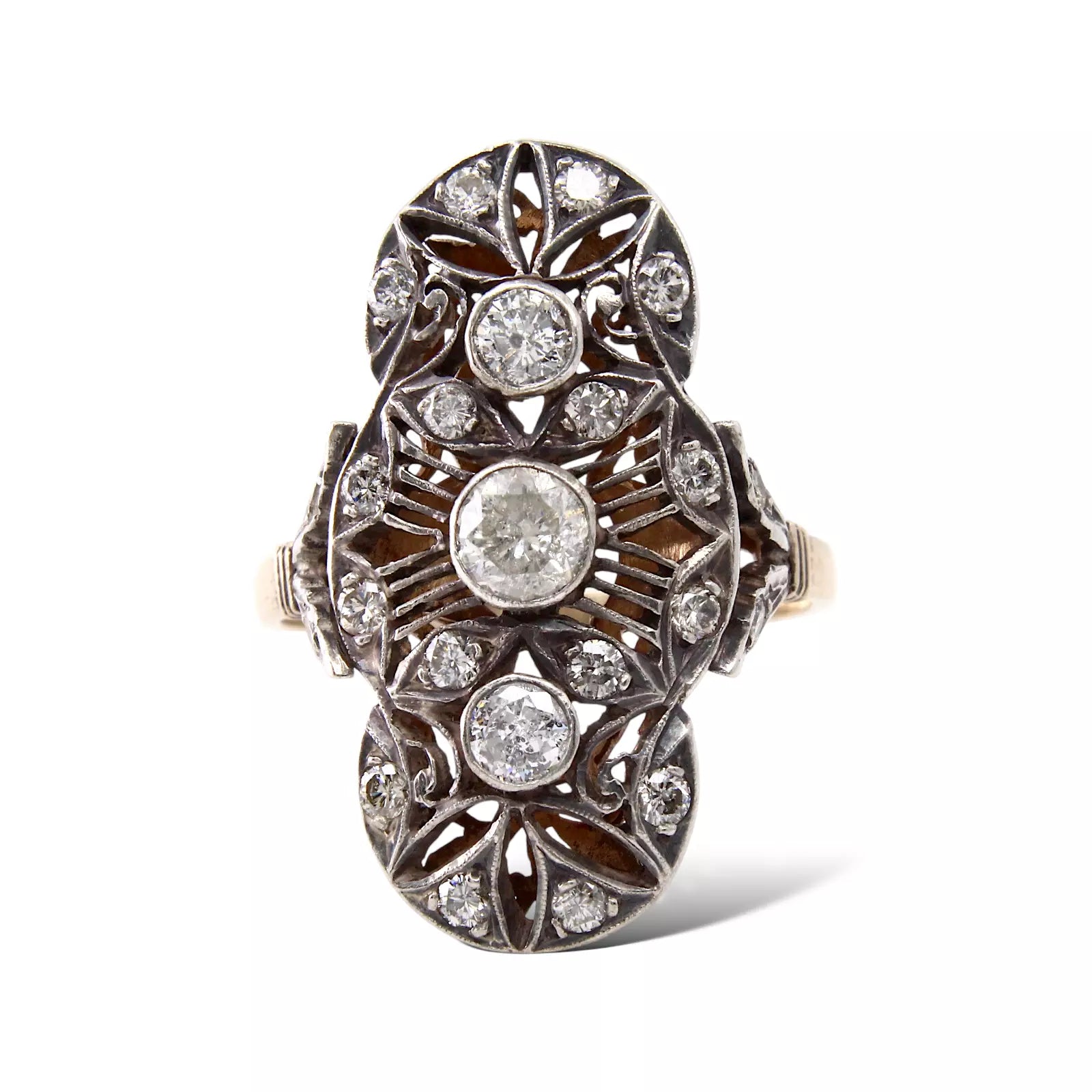 Natural Diamond Gold Ring 1 CT 14K Yellow Gold and Silver Ring Size 11 1/2 