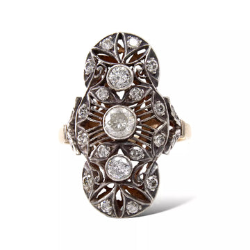 Natural Diamond Gold Ring 1 CT 14K Yellow Gold and Silver Ring Size 11 1/2 