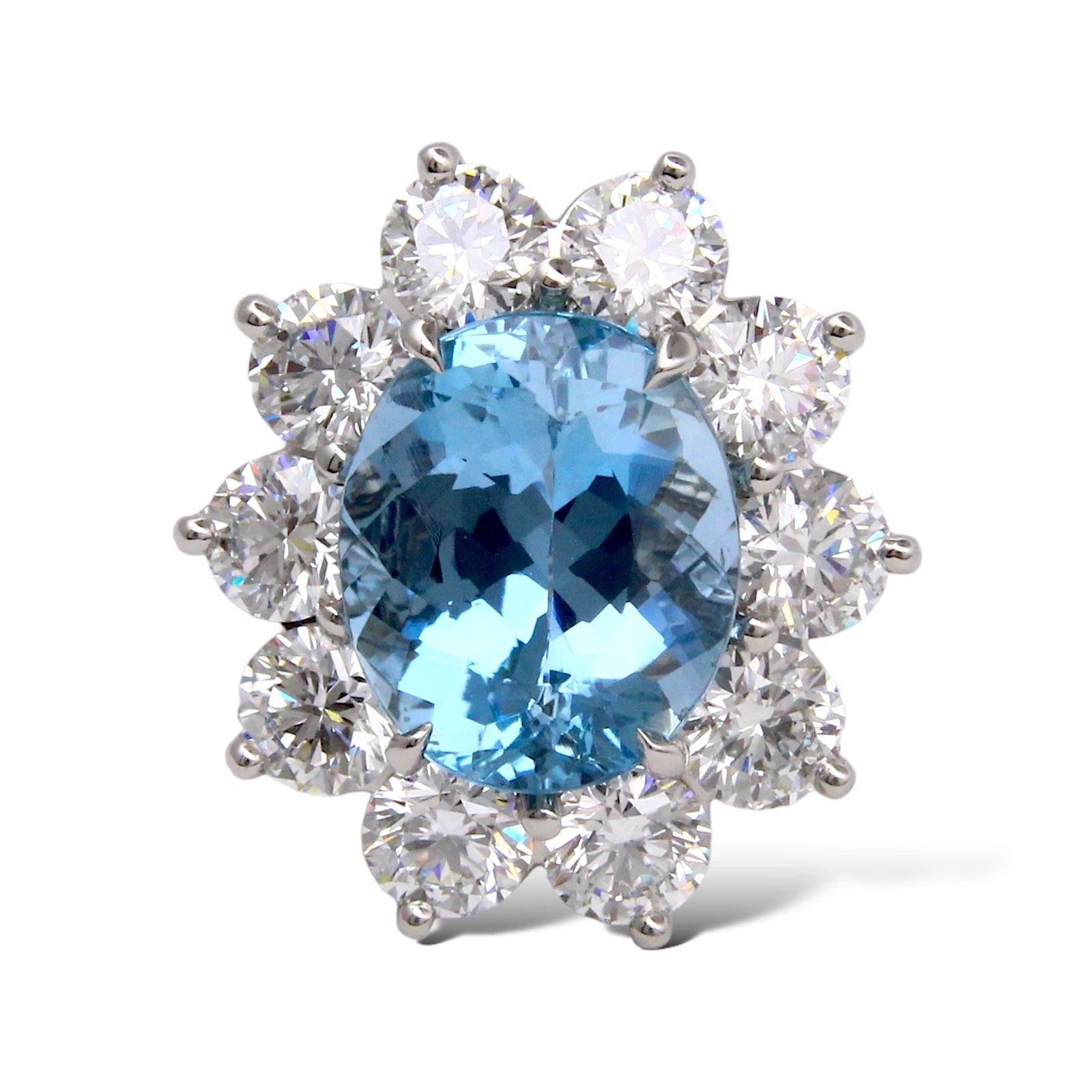 TIFFANY & CO 8.30 CT Aquamarine and 3.50 CT Diamond Ring Platinum 