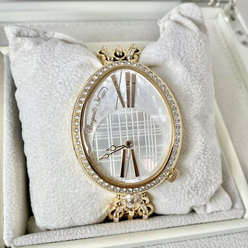 Breguet Reine de Naples 35 mm Ladies 18k Rose Gold Diamond Mother of Pearl Watch 