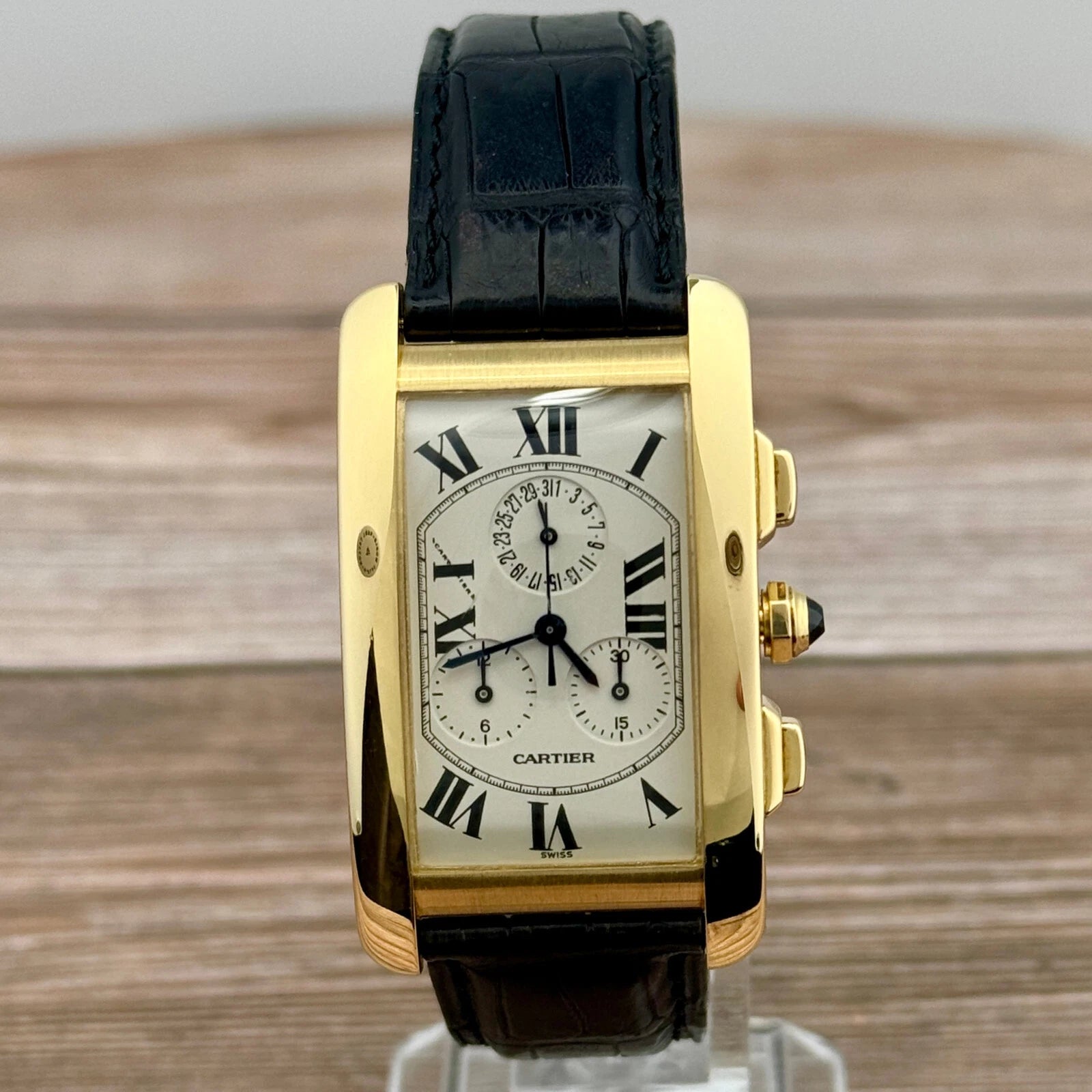 Cartier Tank Americaine Extra Large Chronograph 18k Yellow Gold Quartz W2601156 