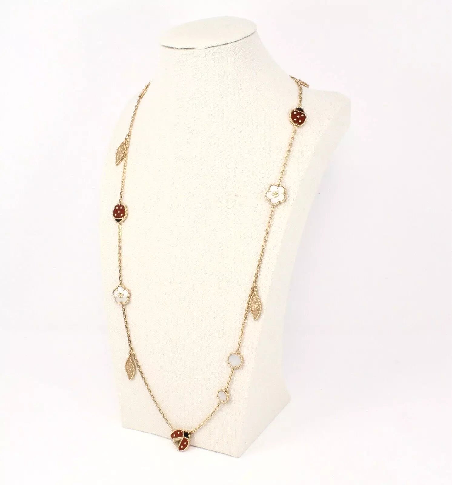 Van Cleef Arpels Lucky Spring 15 Motifs 18k Rose Gold Necklace Genuine 