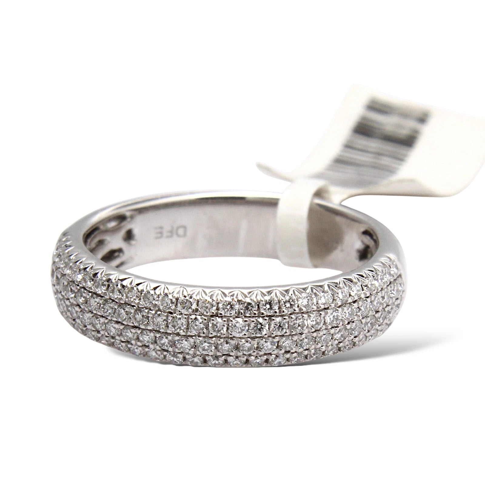 Estate 0.50 CT Natural Diamond Round Brilliant Cut 4 Row 14K White Gold Ring 