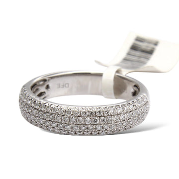 Estate 0.50 CT Natural Diamond Round Brilliant Cut 4 Row 14K White Gold Ring 