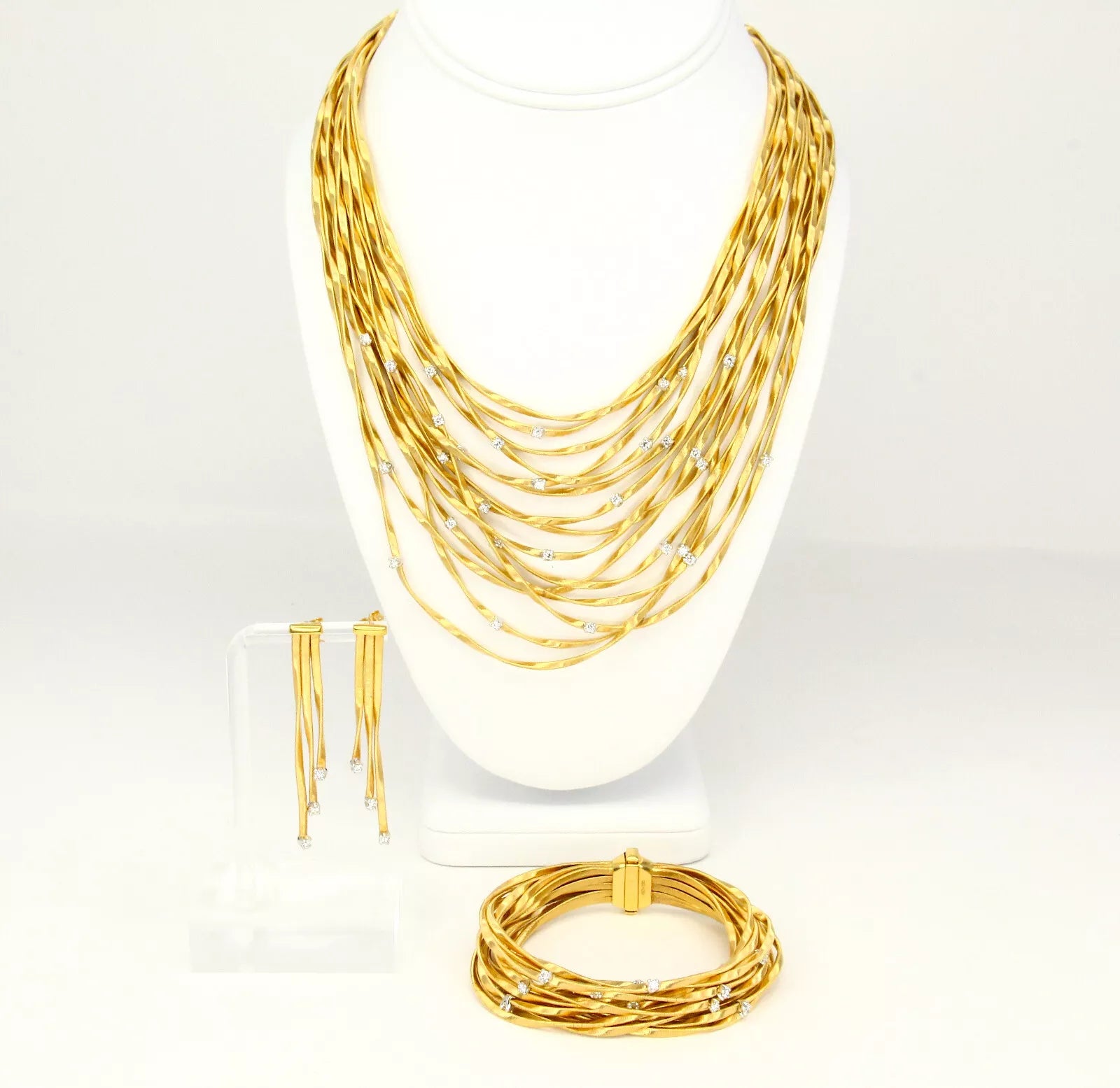 MARCO BICEGO Marrakech Necklace Earrings Bracelet Set 18K Yellow Gold Diamond 