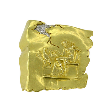 SeidenGang Odyssey Brooch Large Pin Natural Diamond 18K Yellow Gold Platinum